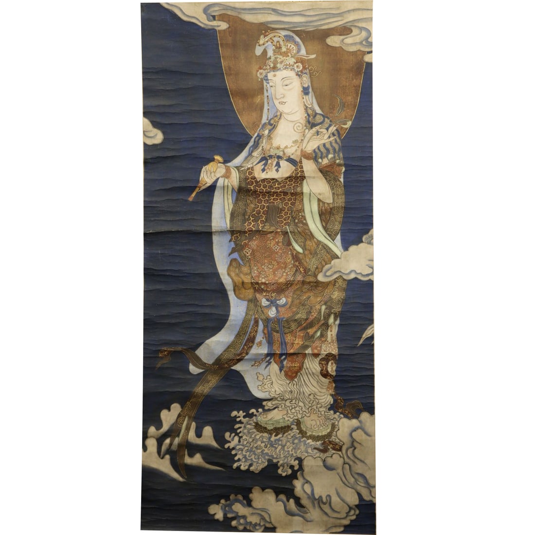 "Namu Daiji Daihi Kyuku Kannon Bosatsu Sonzo" Nikuhitsu Shihon Kakejiku: Period "Namu Daiji Daihi Kyuuku Kannon Bosatsu Zonzou" Hanging ScrollDimensionsHeight: approximately 133.5 cm Width: approximately 59.5 cm (Overall dimensions) Height: approximately 230 cm Width: appr