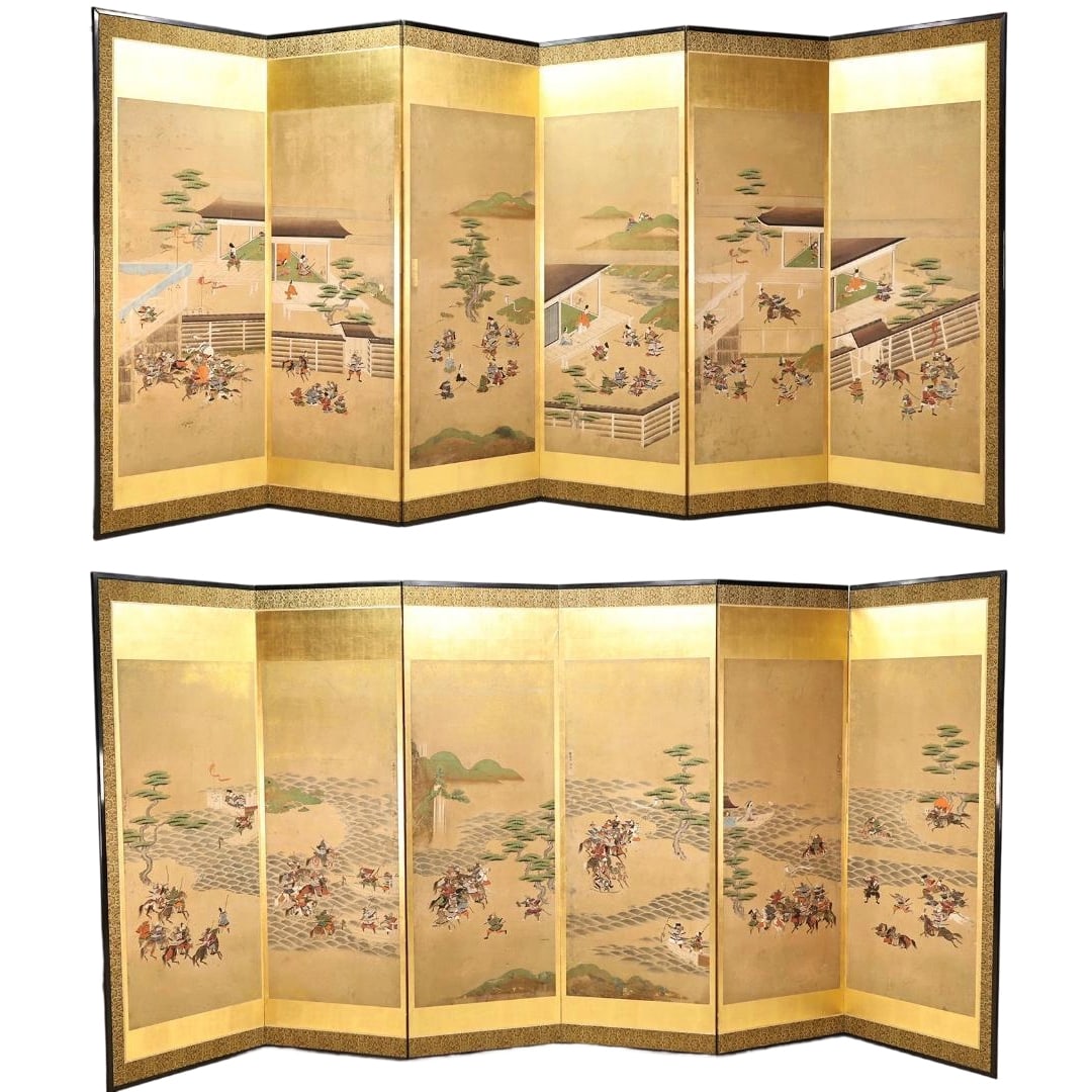 "Genpei Kassen no Zu" Rokkoku Ichiso Kin Byobu: "Genpei Kassen no Zu" Roku-kyoku Isso Kin ByobuUnfortunately, there is no information available to identify the artist, thus the artist is unknown.Dimensions: Height approximately 174.3 cm x Width 351