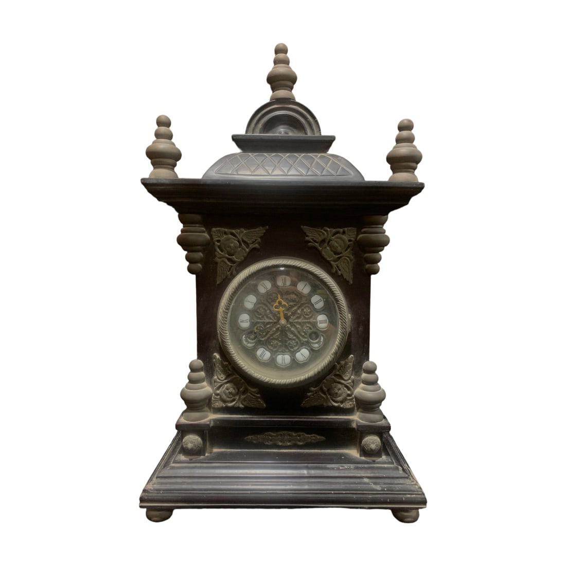 Rosewood Inlaid Copper Western Pavilion Clock (1 of 10)
