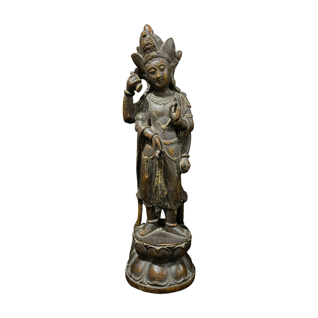Late Qing Agarwood Four-Armed Guanyin Standing Statue (1 of 10)