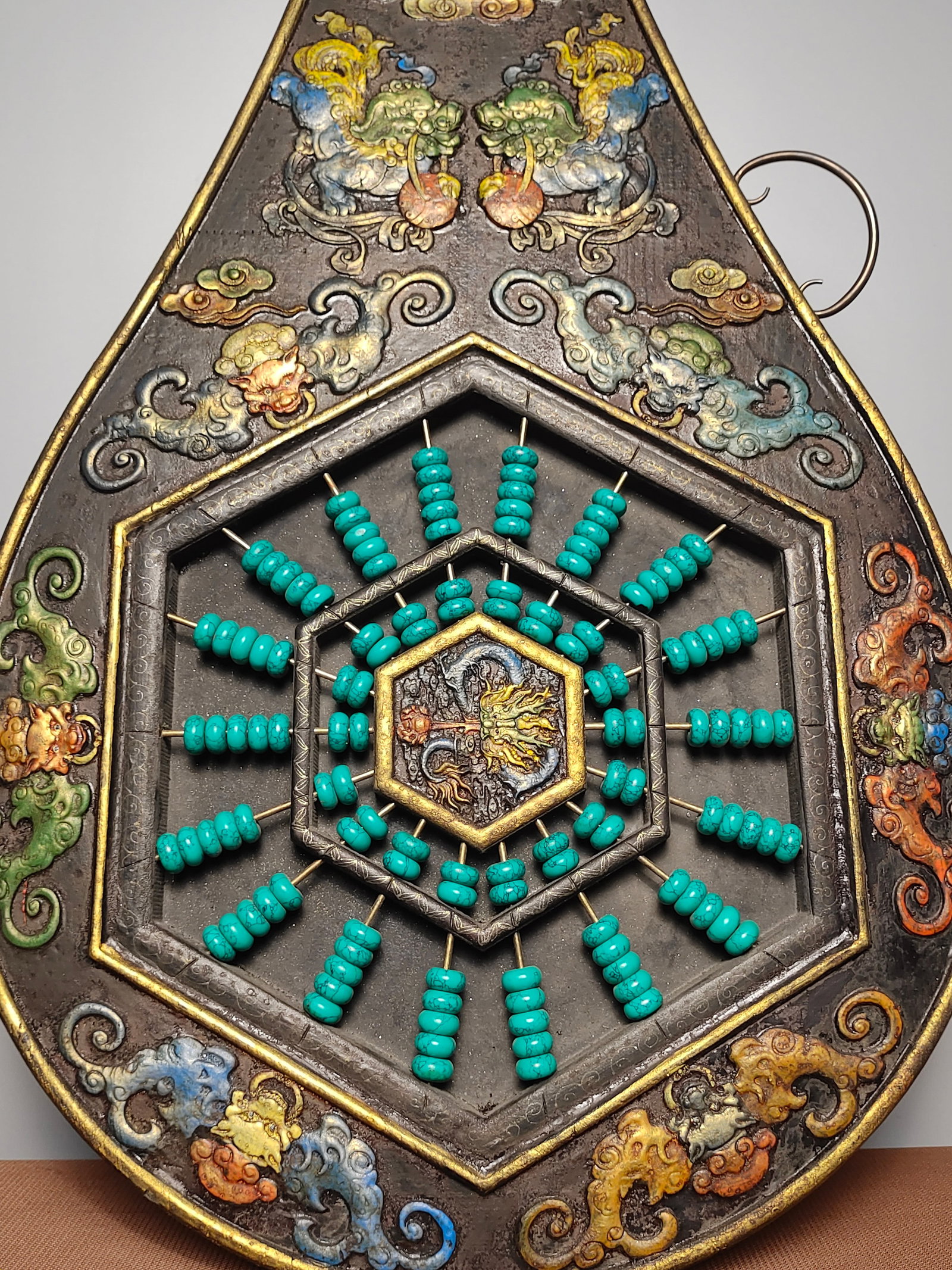 Solid Wood Gilded Pipa-style Lacquer Abacus - 6