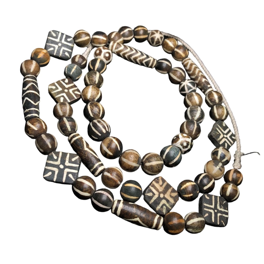 Petrified wood dzi bead necklace (1 of 10)