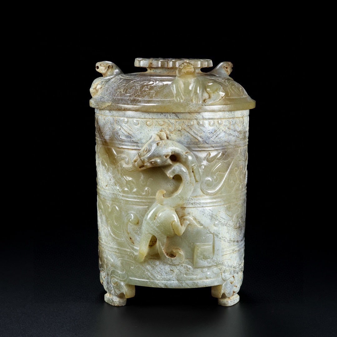 Hetian Jade Cup with Auspicious Beast Pattern - 2