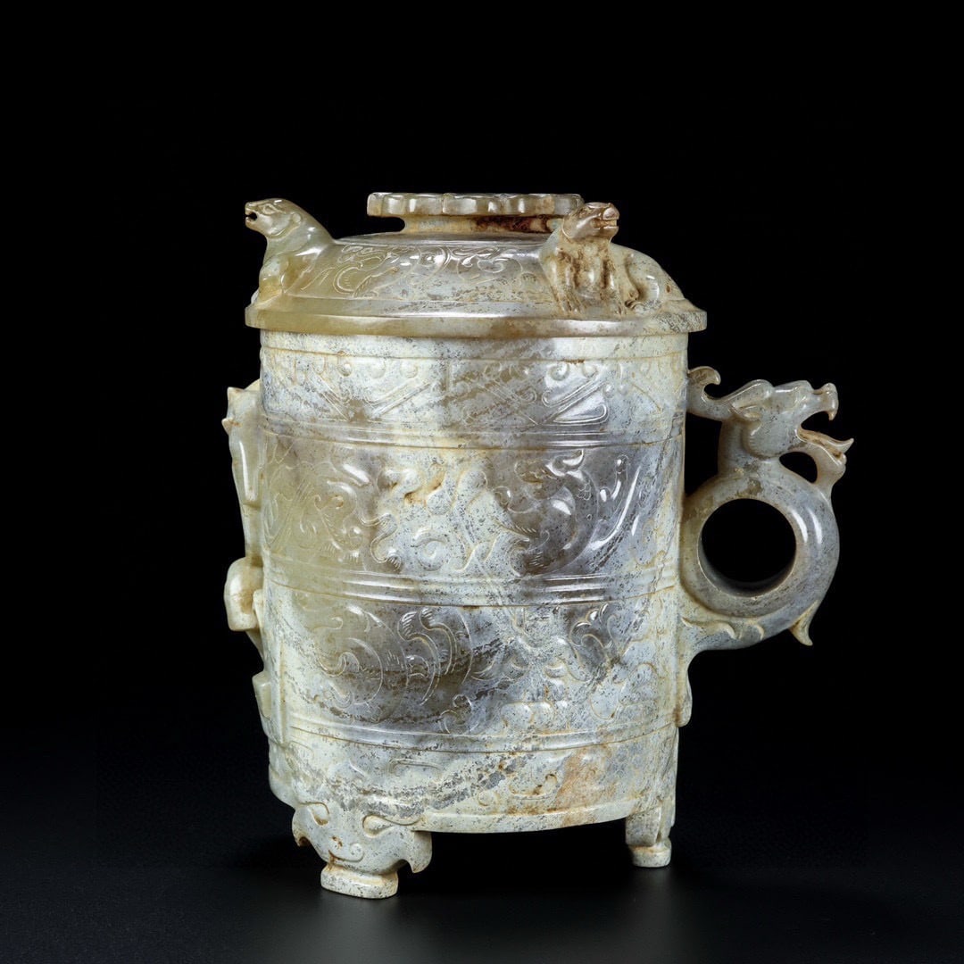 Hetian Jade Cup with Auspicious Beast Pattern - 5