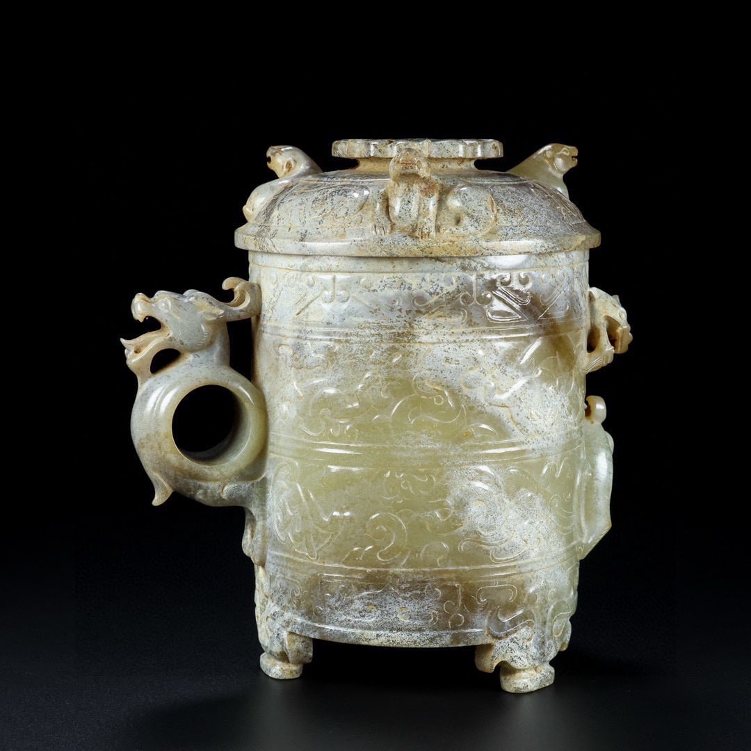 Hetian Jade Cup with Auspicious Beast Pattern - 6