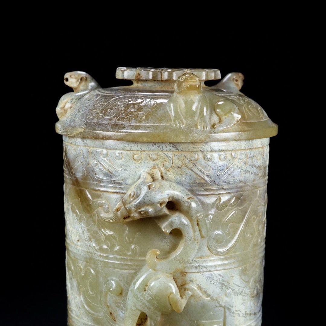 Hetian Jade Cup with Auspicious Beast Pattern - 7