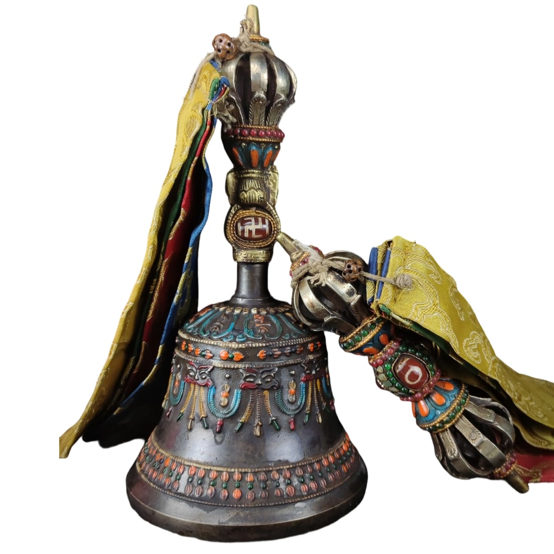 Copper Tibetan Ritual Bell and Vajra Set (1 of 10)