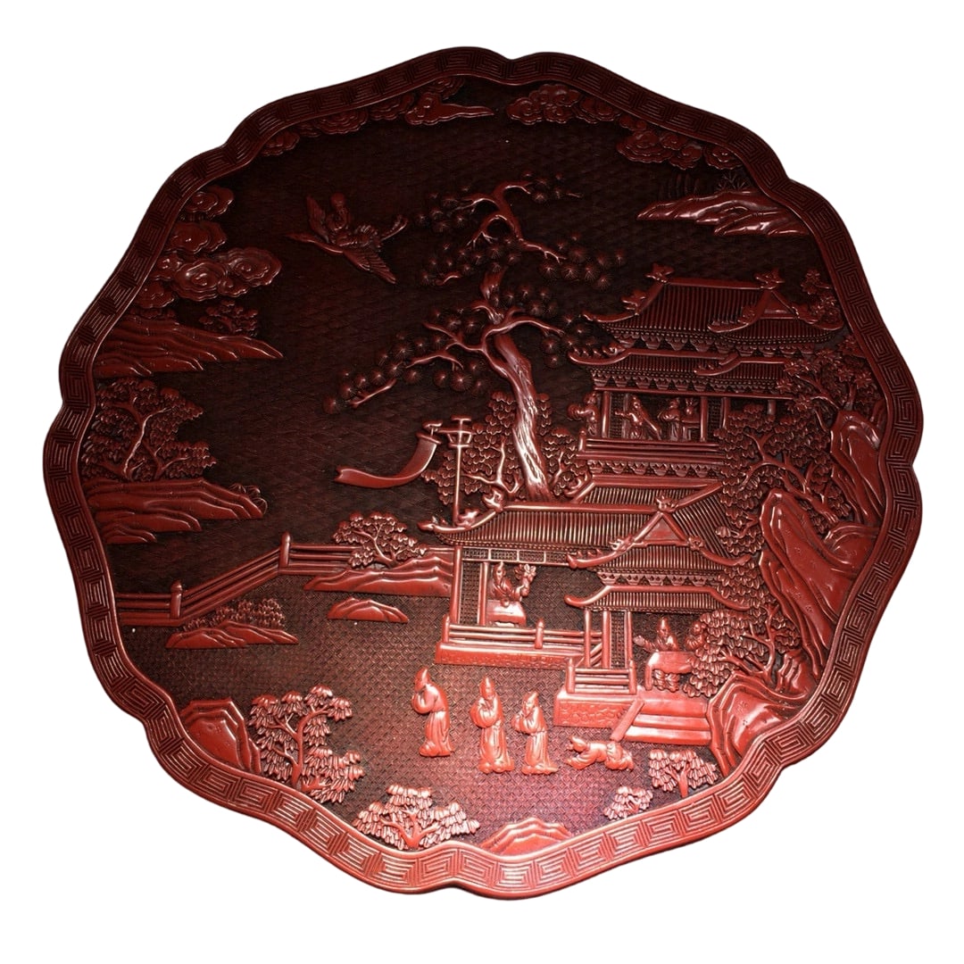 Carved Red Lacquer Landscape Box (1 of 10)