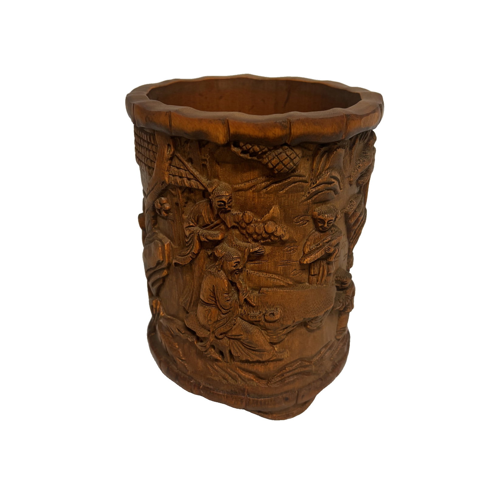 Bamboo Brush Holder Traditional Desk Pen Stand: This elegant bamboo brush holder is crafted from natural bamboo, reflecting simplicity, durability, and traditional Eastern aesthetics. Measuring approximately 130 mm in width and 170 mm in height,