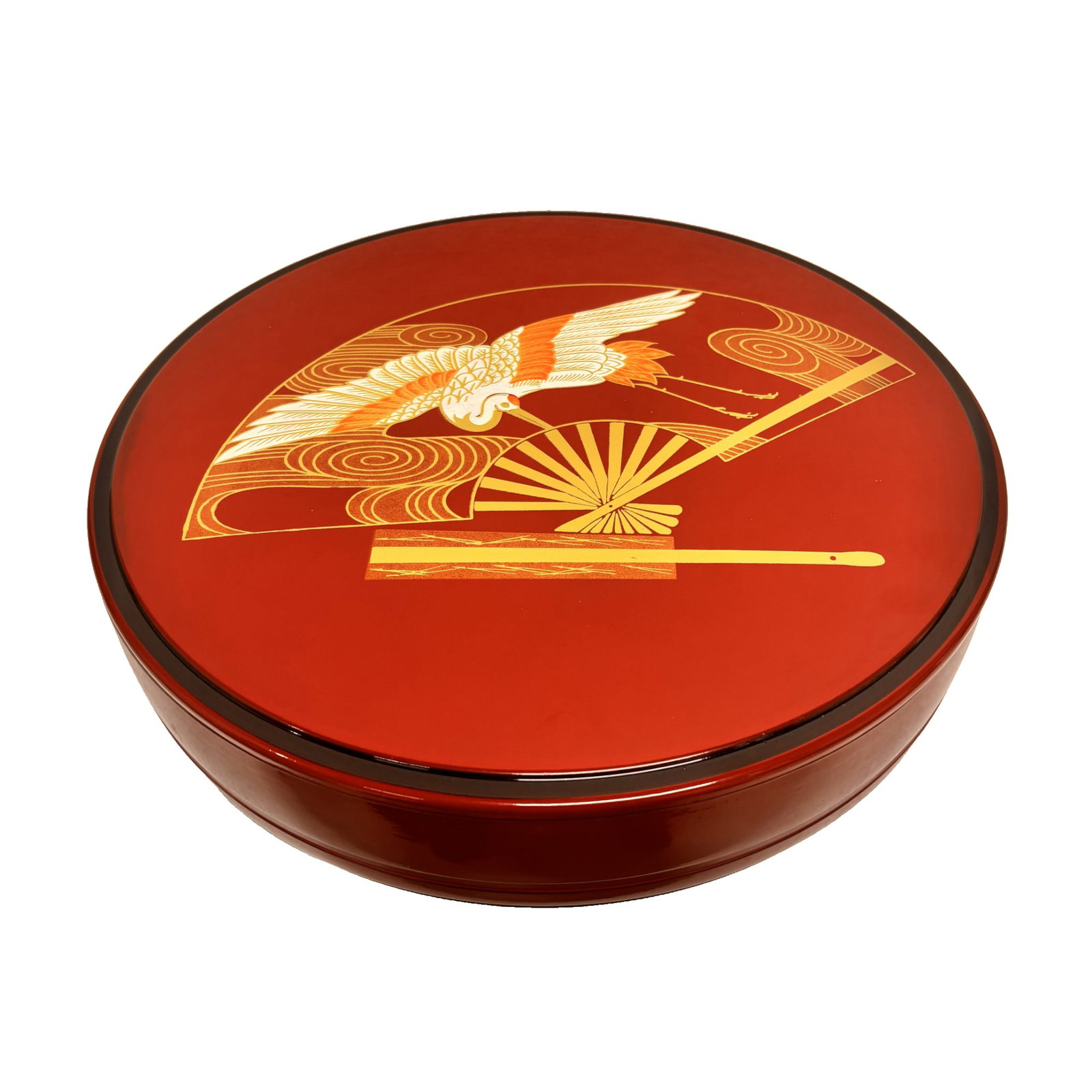 Synthetic lacquerware large sushi plate: Product Name: Synthetic Lacquerware Large Sushi PlateMaterial: ResinSize: Approx. 310mm diameter, 60mm heightProduct Description: Japanese synthetic lacquerware large sushi plates are a type of tablew