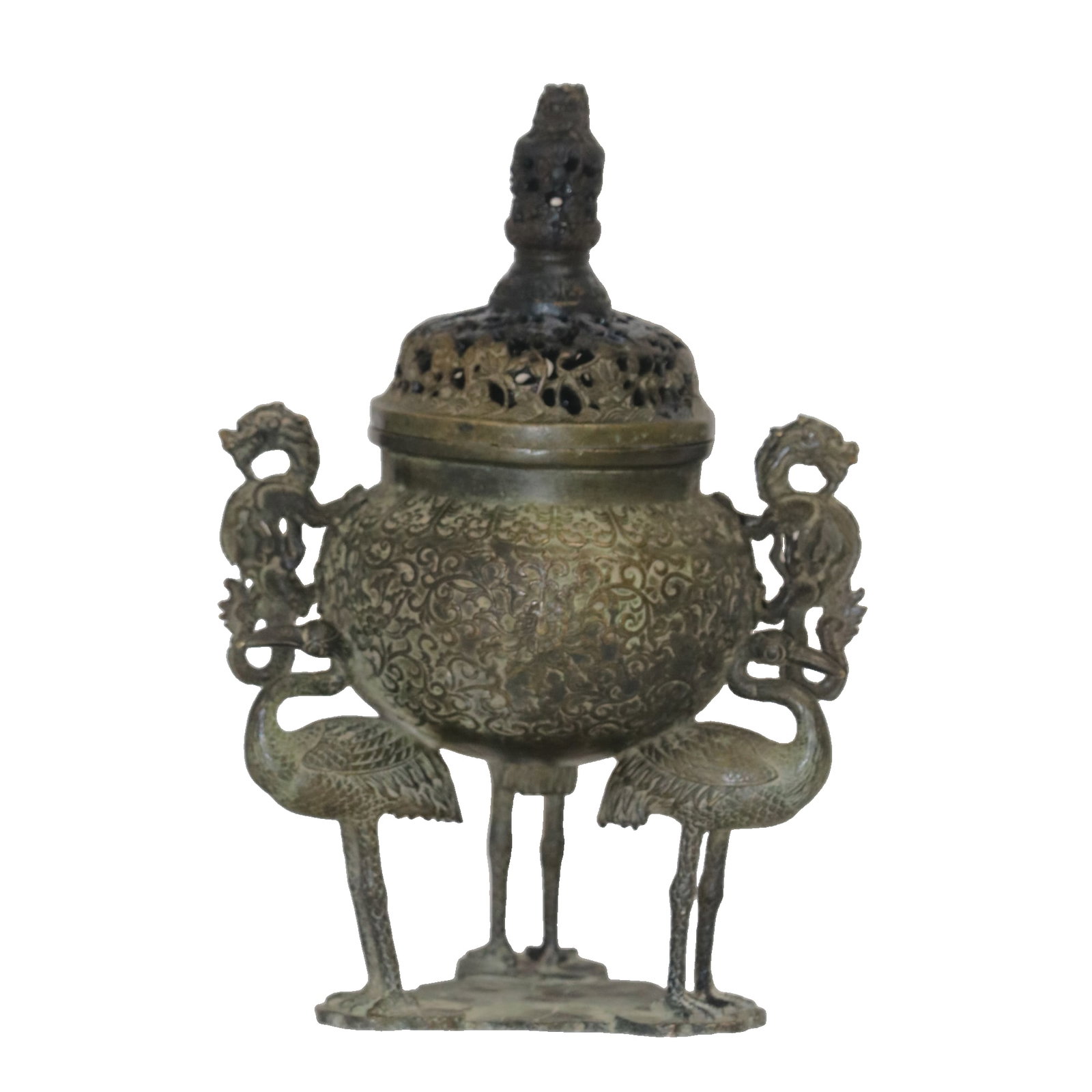 Bronze Crane Tripod Incense Burner (1 of 10)