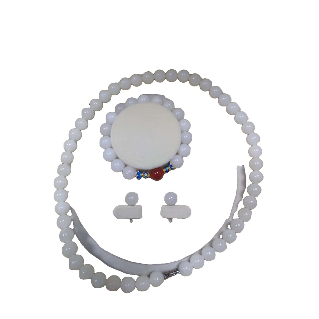 Old Collection Hetian White Jade Necklace: Old Hetian white jade necklace, bead diameter 1.1cm, jade is transparent and oily, collection of fine products