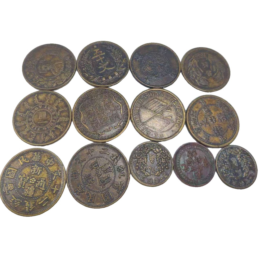 1 set of 13 silver coins: Silver coins, 1 set of 13 pieces, large 4x4, small 2.5x2.5 cm