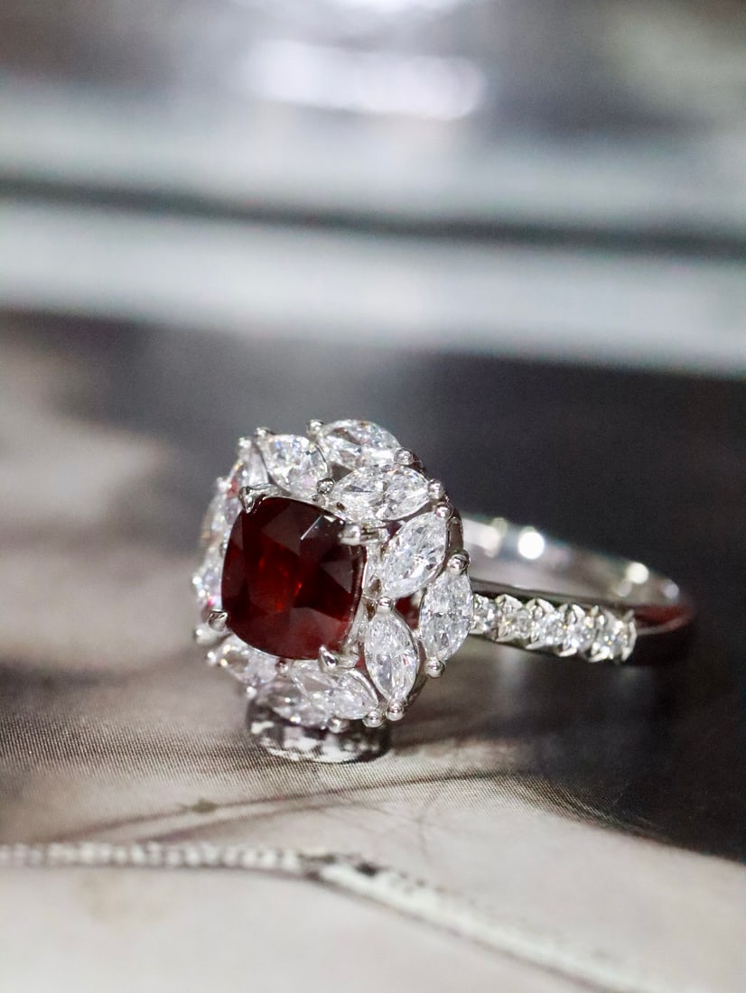 PT950 Natural Unheated Ruby Ring - 4