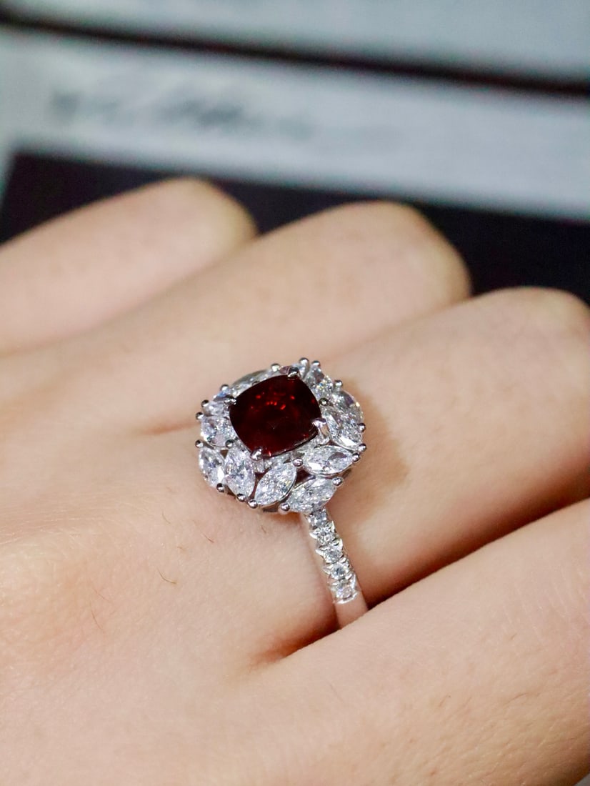 PT950 Natural Unheated Ruby Ring - 7