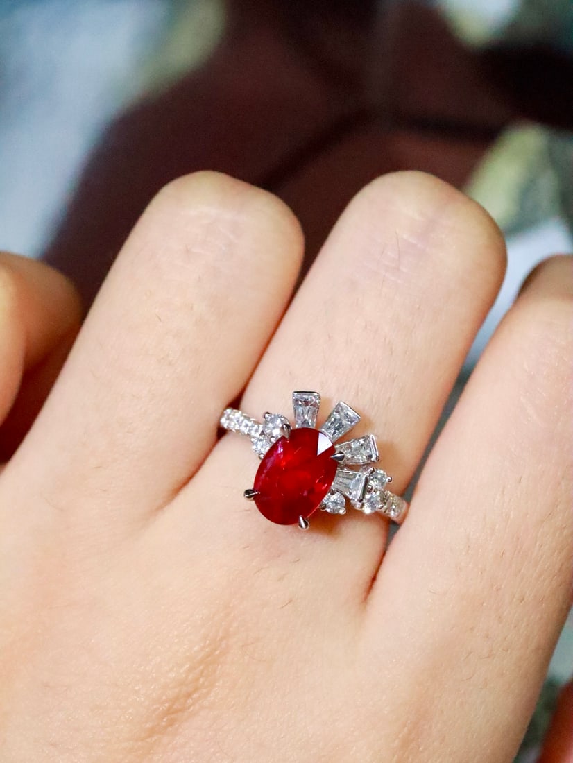 Platinum Natural Pigeon's Blood Red Ruby Ring (1 of 7)