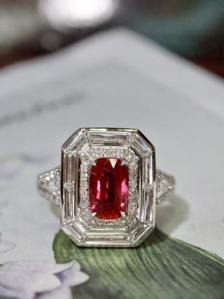 Platinum Natural Ruby Ring - 2