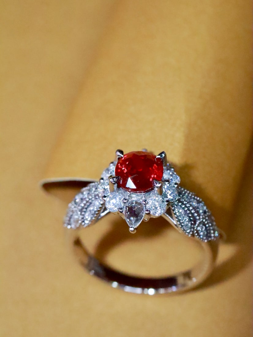 Platinum Natural Unheated Ruby Ring - 2