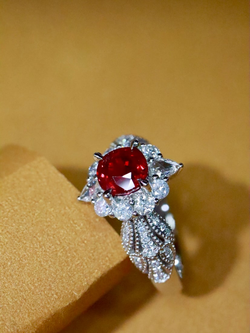 Platinum Natural Unheated Ruby Ring - 3