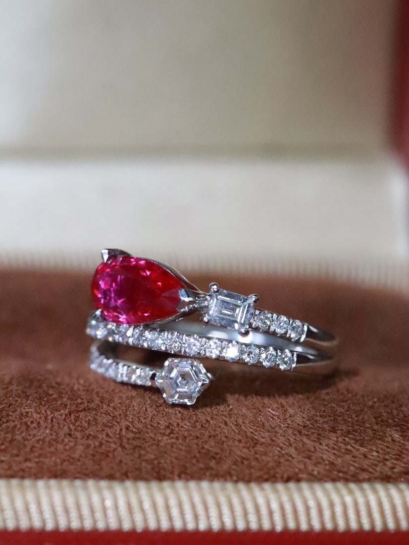 Platinum Natural Unheated Ruby Ring - 2
