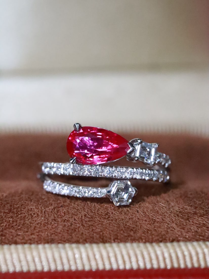 Platinum Natural Unheated Ruby Ring - 3
