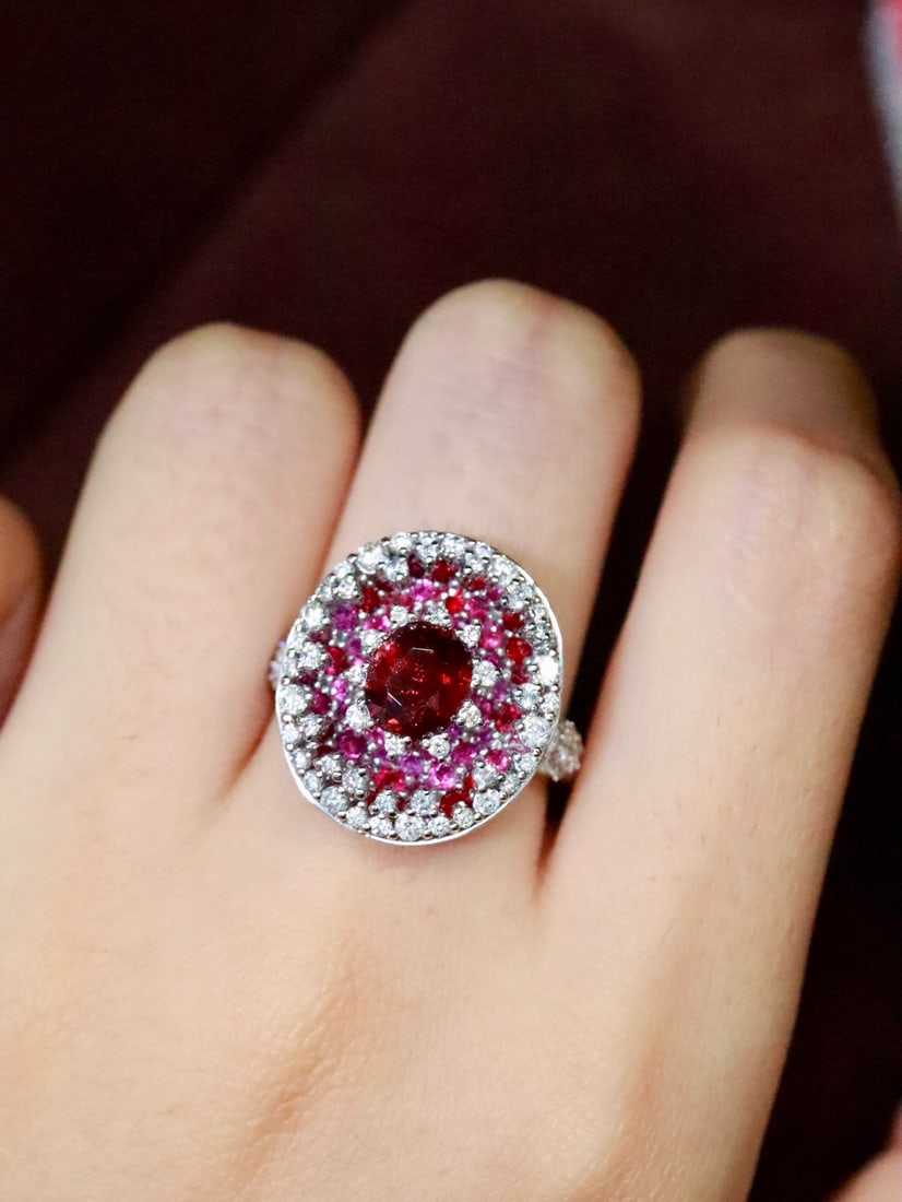 Platinum Unheated Ruby Ring - 5