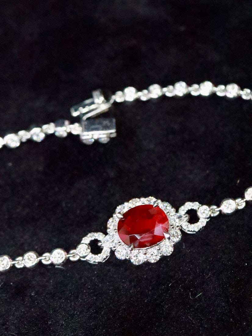 Platinum Natural Ruby Bracelet - 7