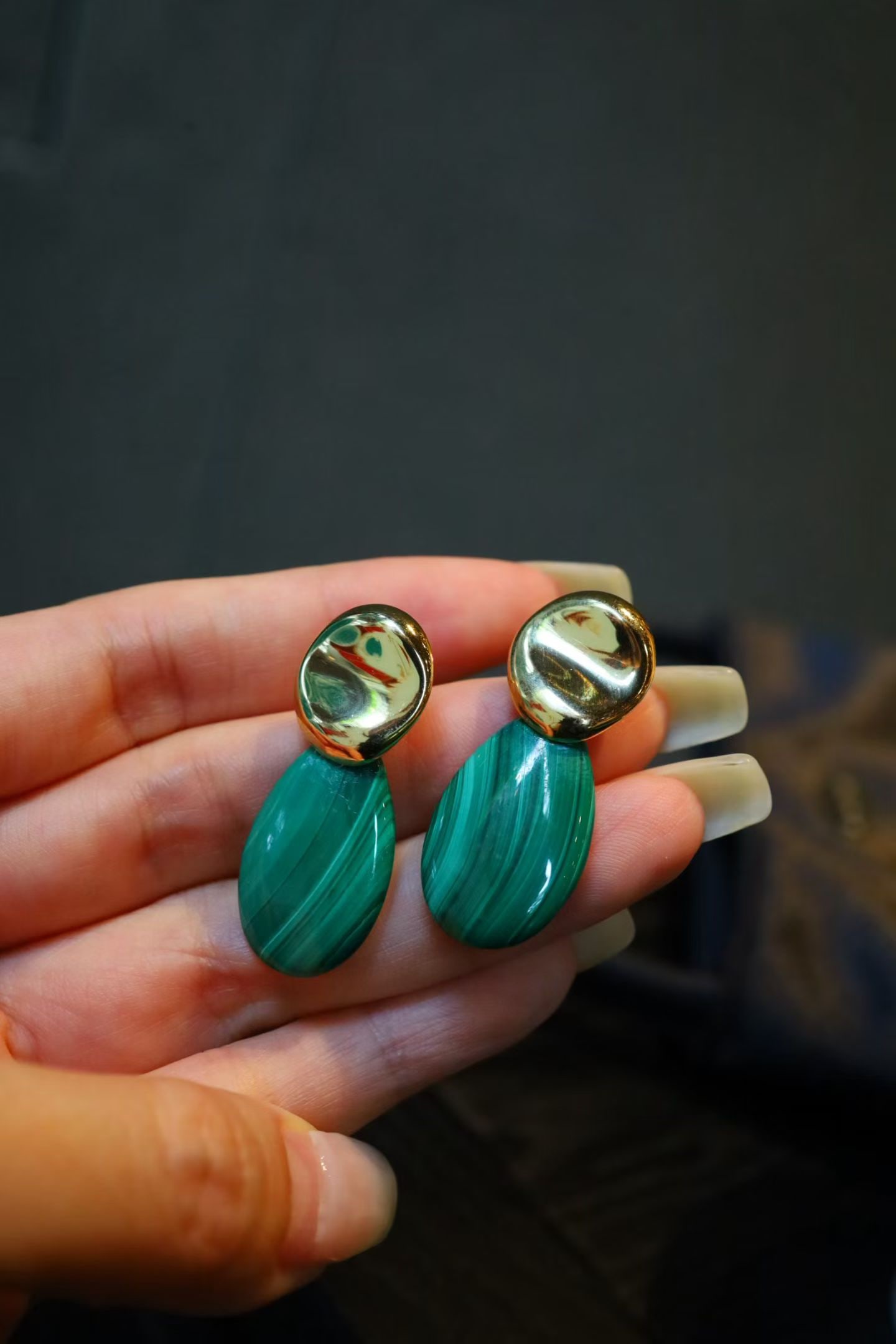 Silver Malachite Earrings - 2