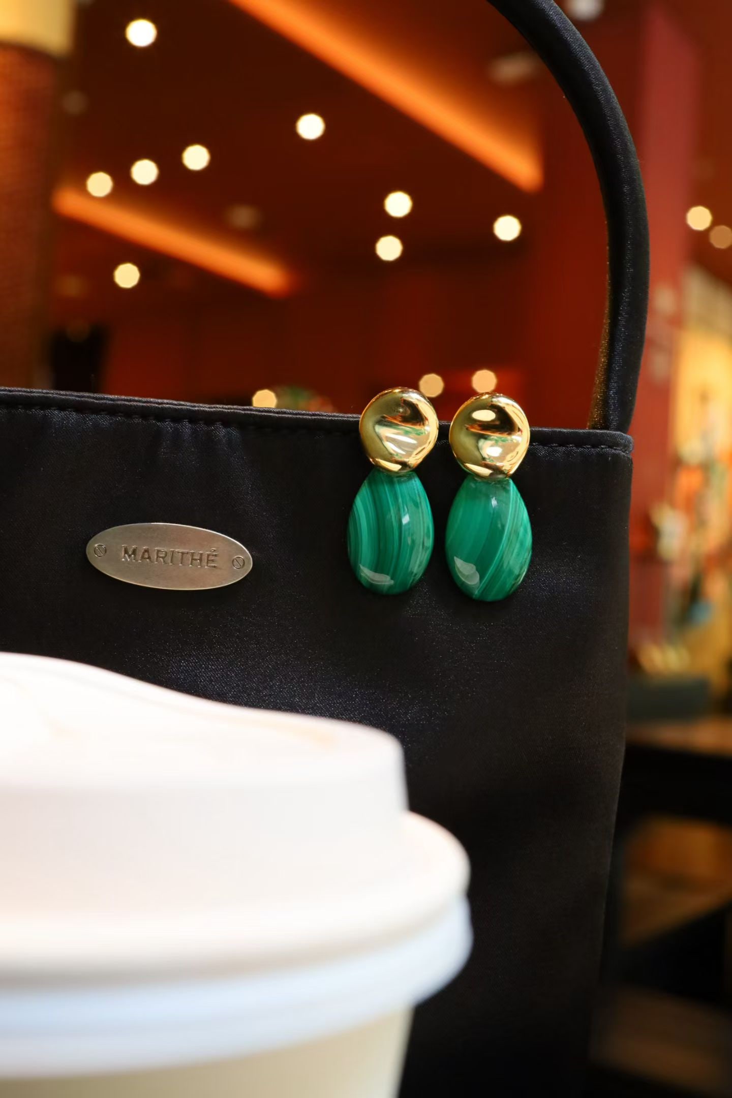 Silver Malachite Earrings - 3