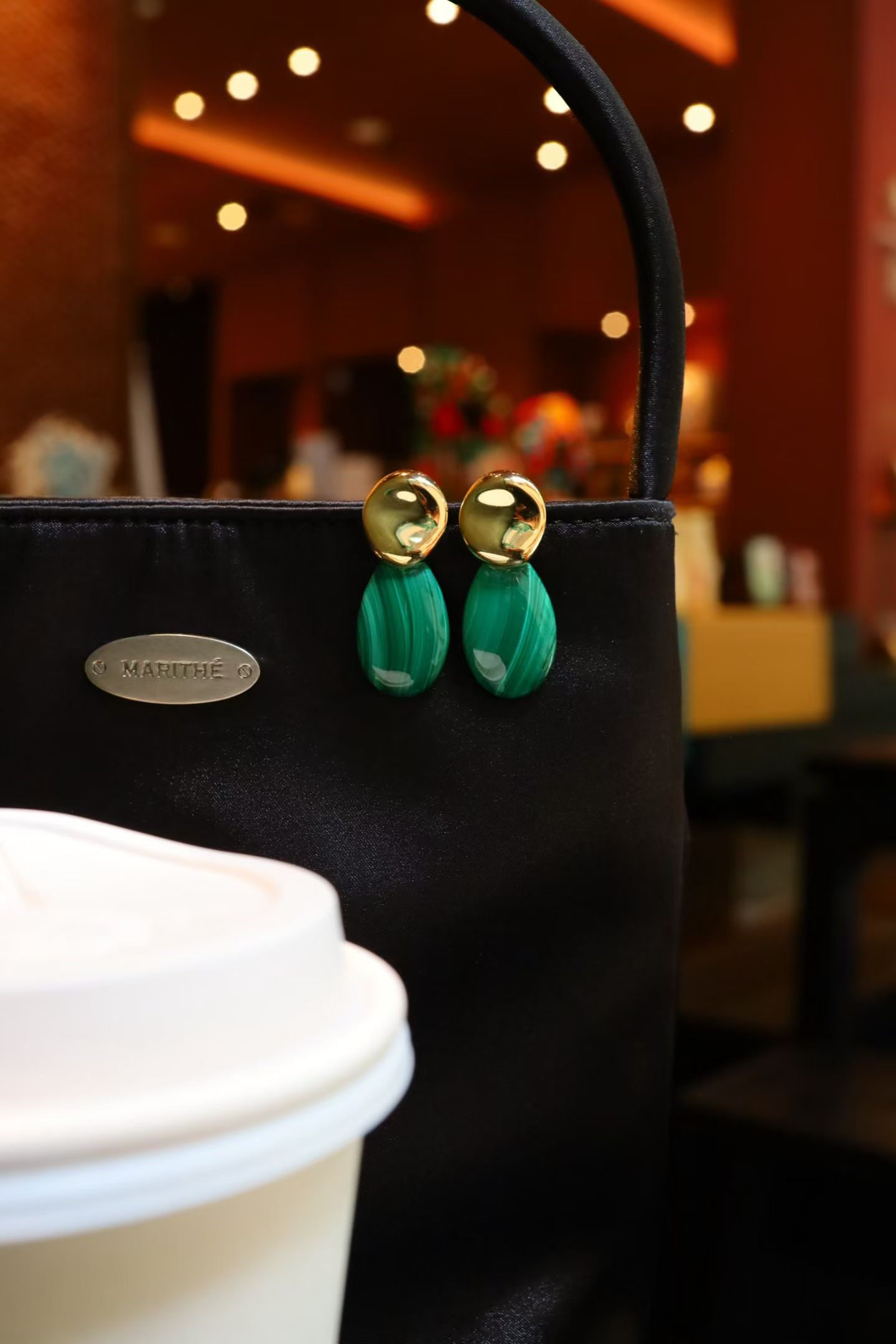 Silver Malachite Earrings - 5