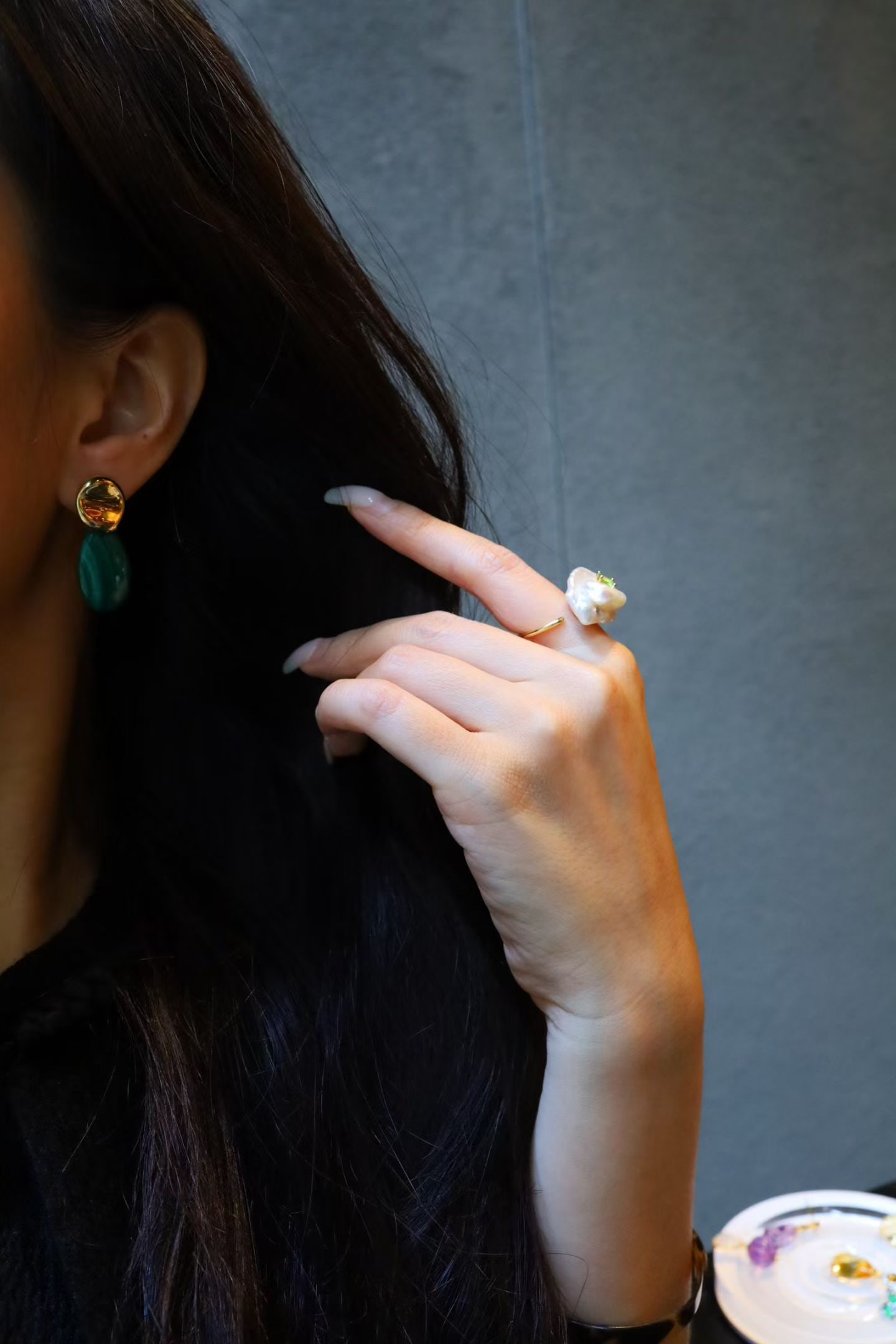 Silver Malachite Earrings - 6