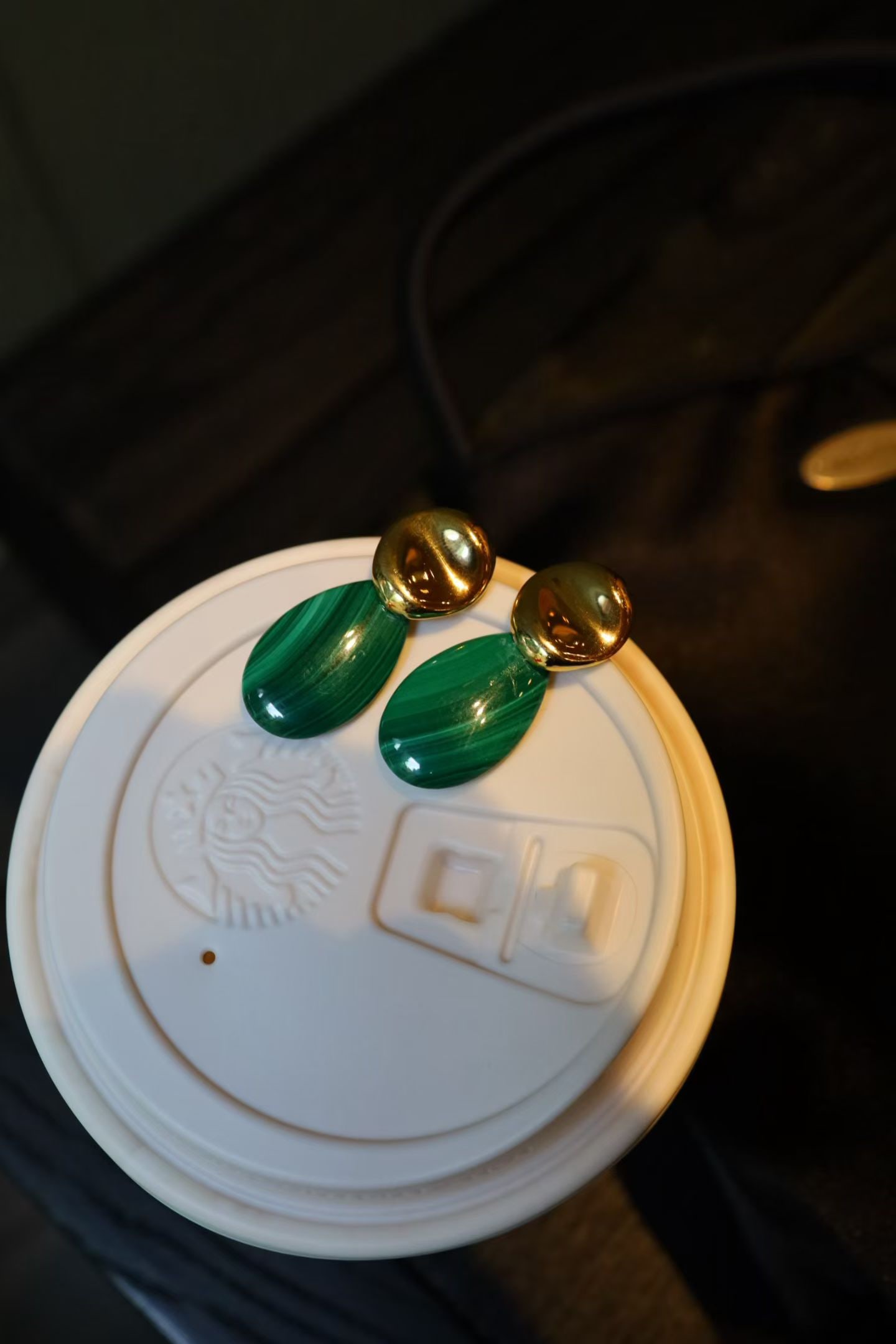 Silver Malachite Earrings - 9