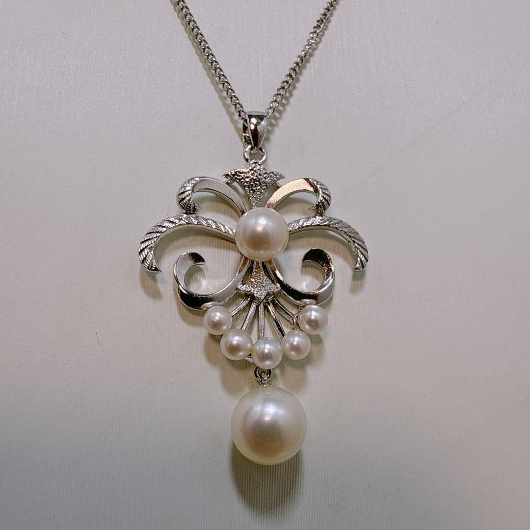 Second-hand - MIKIMOTO silver single Akoya pearl lily necklace: This is a necklace from MIKIMOTO. No obvious scratches or stains, in good condition! As the chain is a later addition plated chain, please consider it as an accessory. Pendant material: Silver (marked