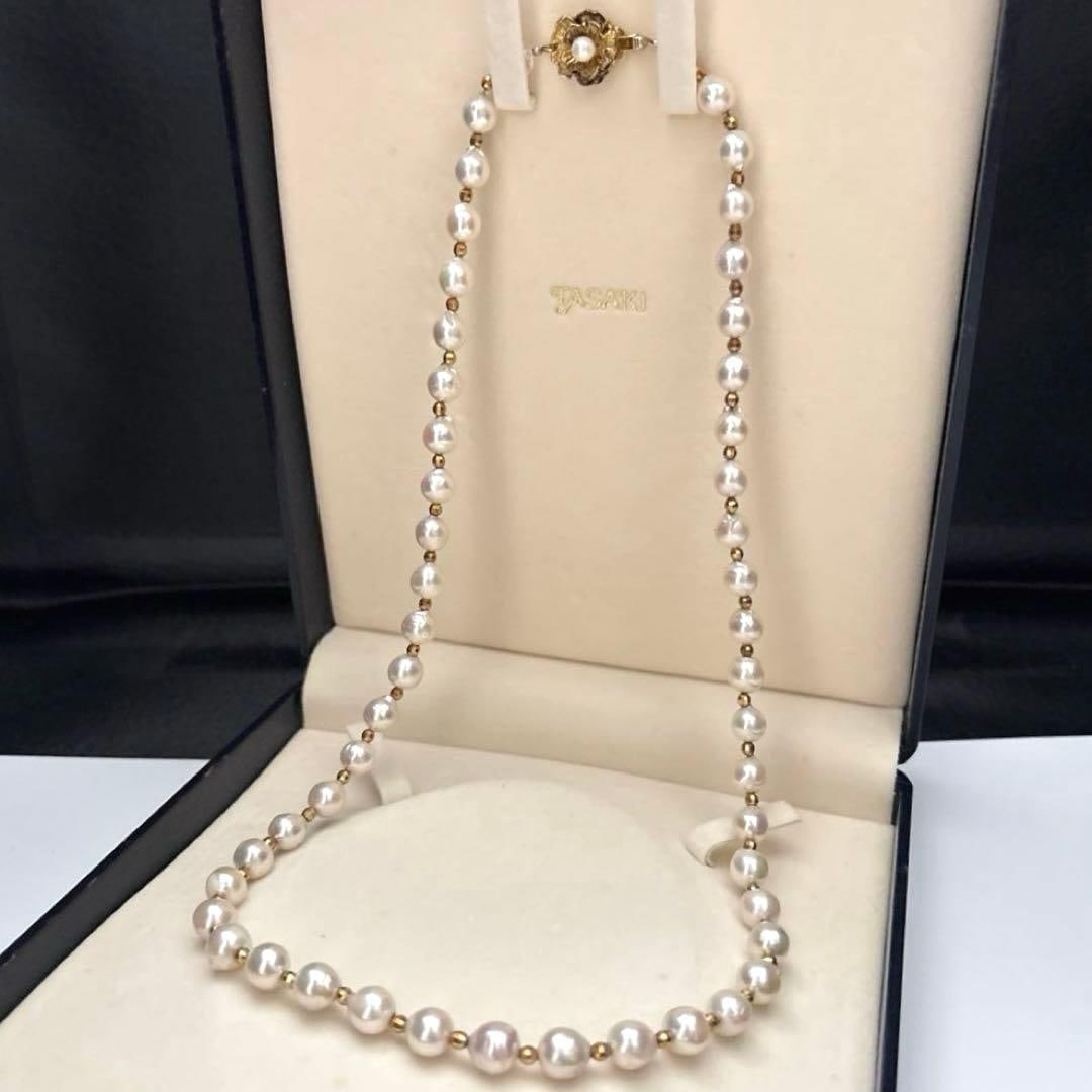 Second-hand - Akoya pearl necklace White 8mm 56cm: This is an Akoya pearl necklace with a dazzling aurora interference color. It combines a moderate sense of weight and gorgeousness, suitable for a wide range of occasions from casual to very formal. C