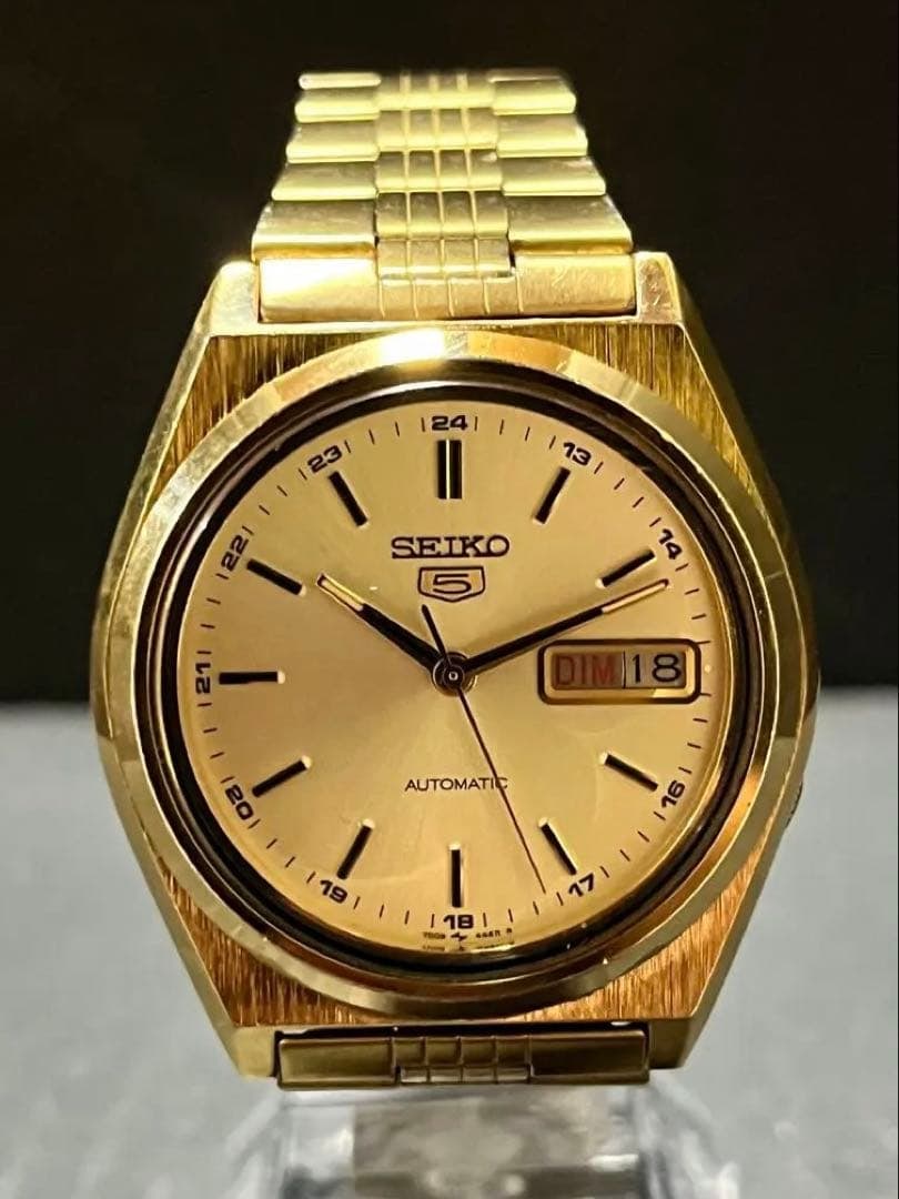 Second-hand - SEIKO 5 gold automatic mechanical men's wristwatch (1 of 7)