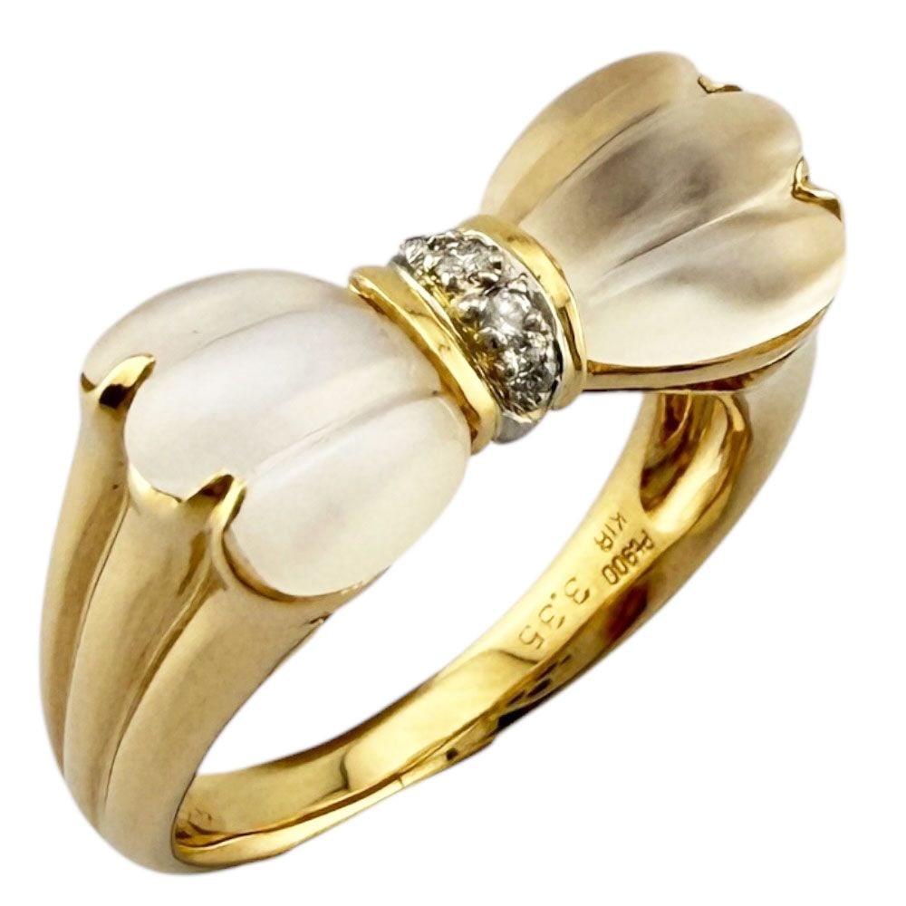 Second-hand - Ring, ring size 13, 18K gold, K18 yellow gold, moonstone, for women. (1 of 8)