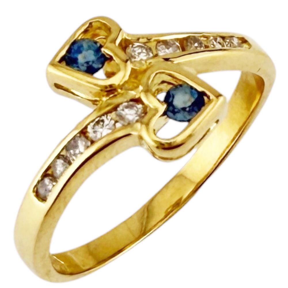 Second-hand - Ring, size 12.5, 18K gold, K18 yellow gold, sapphire, for women.: Color: Gold Season: Suitable for all seasons Weight: Approximately 2.5 grams Origin: Japan Engraving: 750 Gemstones: Sapphire / Diamonds Size: 12.5 (adjustable within ±2 sizes) Ring Width: Approximat