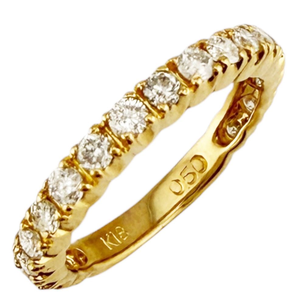 Second-hand - Ring, size 5.5, 18K gold, K18 yellow gold, diamond, for women.: Color: Gold/ Season: All year round Weight: Approximately 2.0 grams Country of origin: Japan Stone: Diamond (approximately 0.50 carats) Size: 5.5 Ring width: Approximately 2.0-2.0 millimeters Material