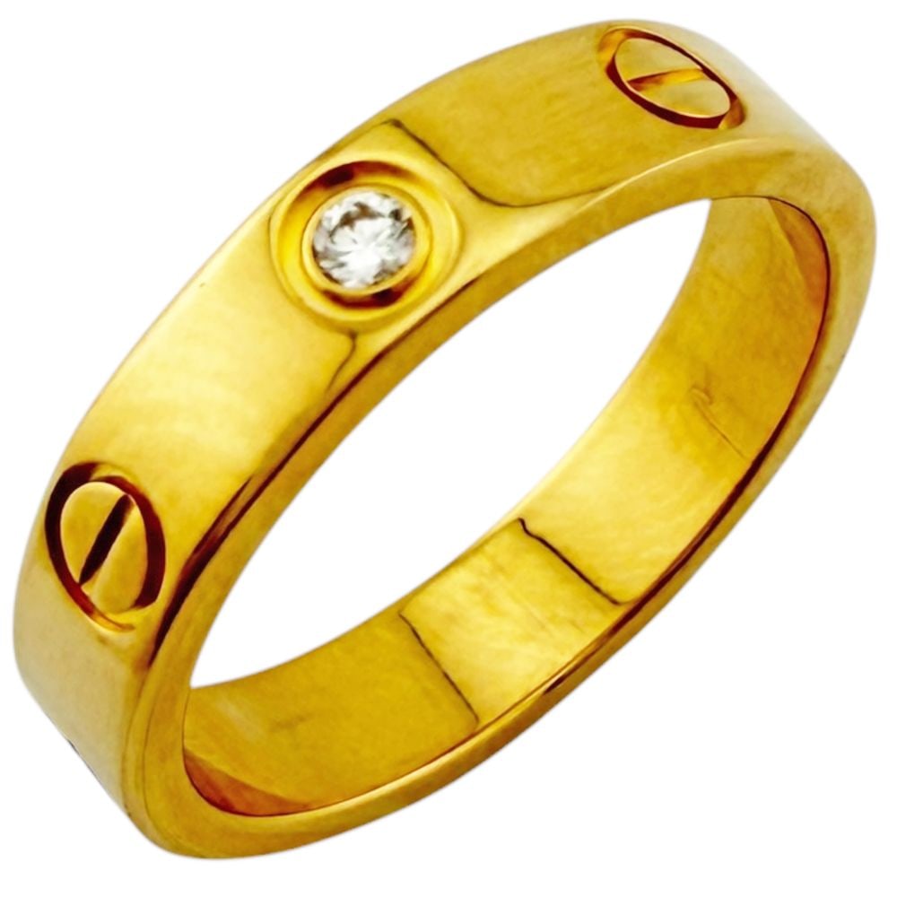 Second-hand - Cartier Mini Love Ring Size 9 18K Yellow Gold Diamond Ladies CARTIER: Brand: Cartier Target: Women Color: Gold Series: Mini Love Season: Suitable for all seasons Weight: Approximately 4.2 grams Place of Origin: France Gemstone: Diamond Size: Size 9 Ring Width: Approxima