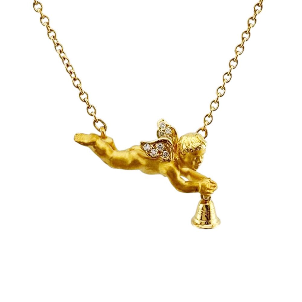 Second-hand - Carrera y Carrera necklace 18K yellow gold diamond ladies': Brand: Carrera y Carrera Type: Angel Bell Target: Women Color: Gold Season: Suitable for all seasons Weight: Approximately 8.8 grams Origin: Spain Gemstone: Diamonds (carat weight unknown) Dimensions: