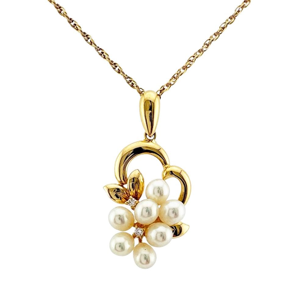 Second-hand - TASAKI necklace 18K gold K18 yellow gold diamond ladies: Brand: TASAKI Type: Small Grape Target: Women Color: Gold Season: Suitable for all seasons Weight: Approximately 6.3 grams Place of Origin: Japan Engraving: K18 on the clasp Gemstones: 2 diamonds (app