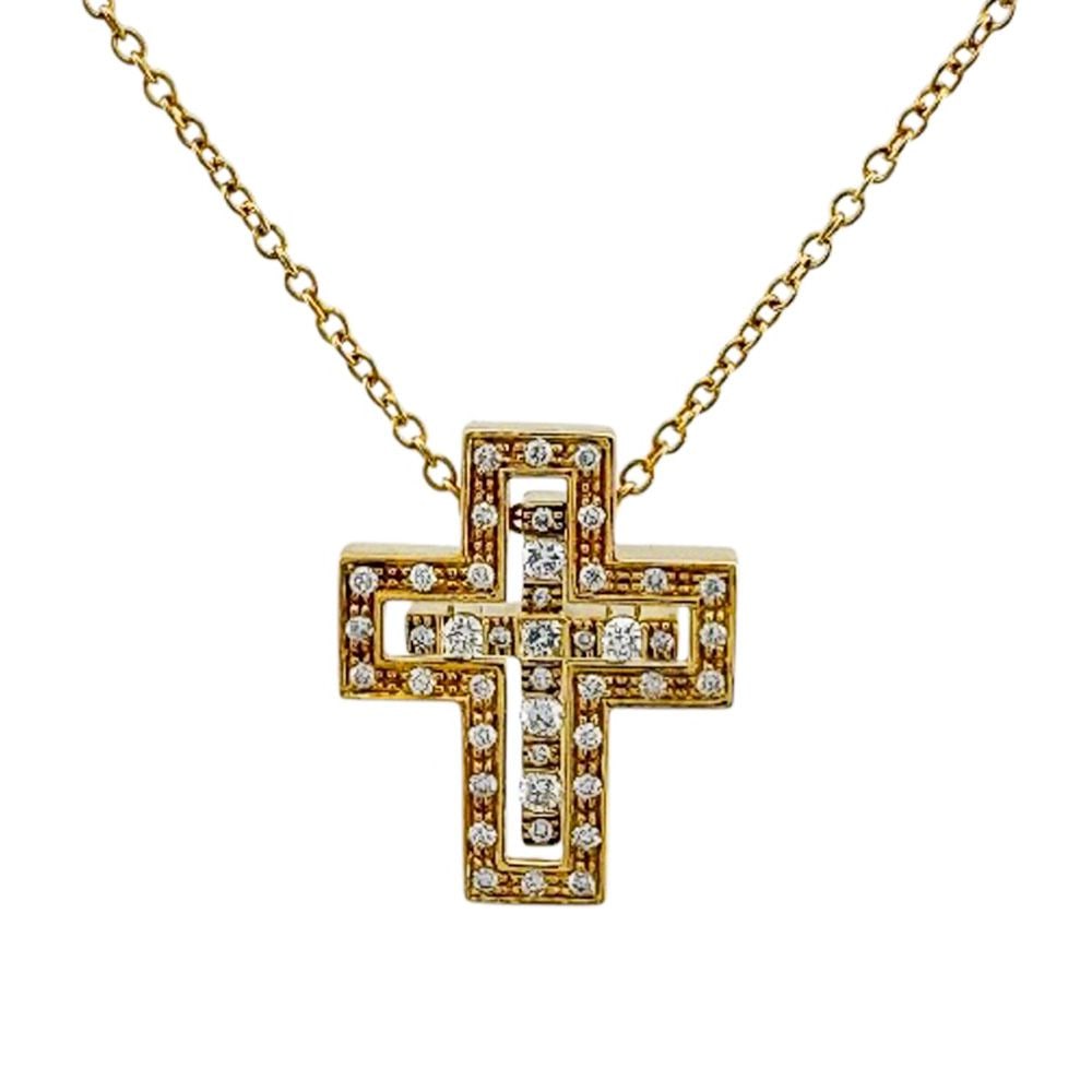 Second-hand - Damiani Belle Epoque necklace 18K yellow gold diamond ladies: Brand: Damiani Type: Cross Target: Women Color: Gold Series: Belle Epoque Season: Suitable for all seasons Weight: Approximately 4.5 grams Engraving: 750 at the clasp Gemstone: Diamonds Adjuster Type: