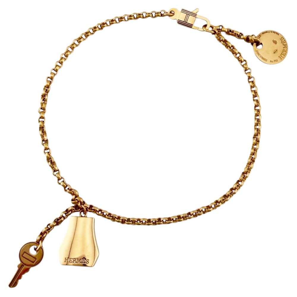 Second-hand - Hermes Kelly pendant bracelet 18K gold K18 pink gold for women: Brand: Hermes Target: Women Color: Pink Gold Series: Kelly Pendant Season: Suitable for all seasons Weight: Approximately 7.7 grams Origin: France Size: Total length: approximately 19 cm Maximum width
