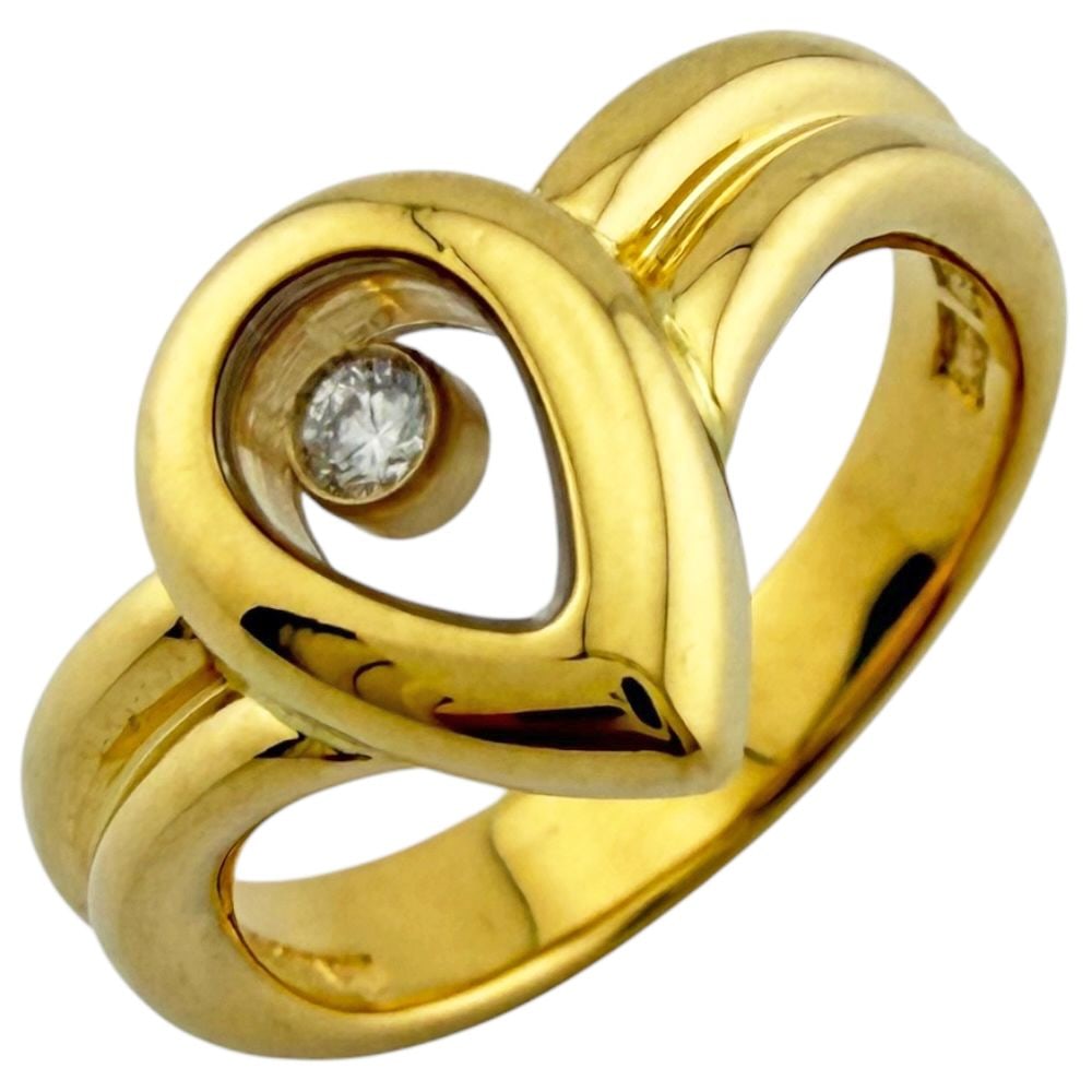 Second-hand - Chopard Happy Diamonds Drop series ring, size 12, 18K yellow gold, diamonds, women's: Brand: Chopard Target: Women Color: Gold Series: Happy Diamonds Style: Drop Season: Suitable for all seasons Weight: Approximately 7.7 grams Origin: Switzerland Gemstone: Diamonds Size: 12 Ring Wi