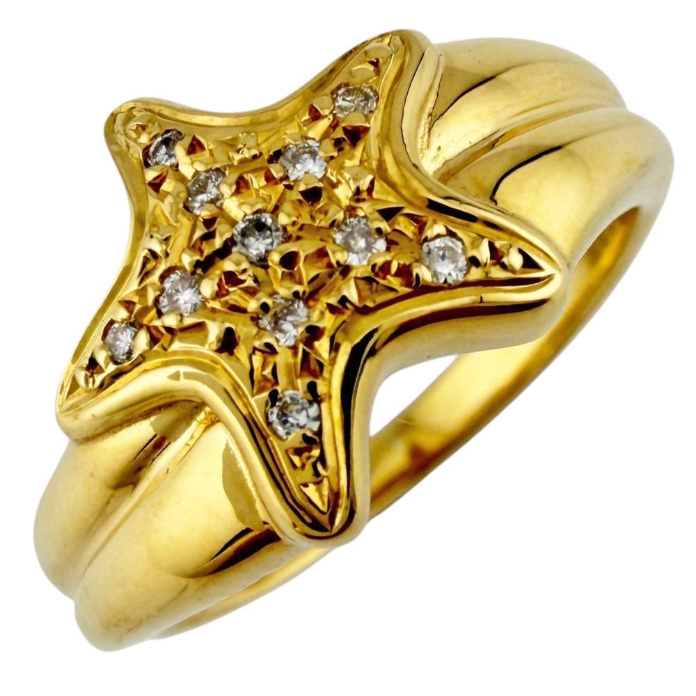Second-hand - Ring size 8.5, 18K gold, K18 yellow gold, diamond, for women.: Color: Gold Season: Suitable for all seasons Weight: Approximately 4.4 grams Origin: Japan Gemstone: Diamond (approximately 0.06 carats) Size: Size 8.5 / Adjustable size (within ±2 sizes) Ring width: