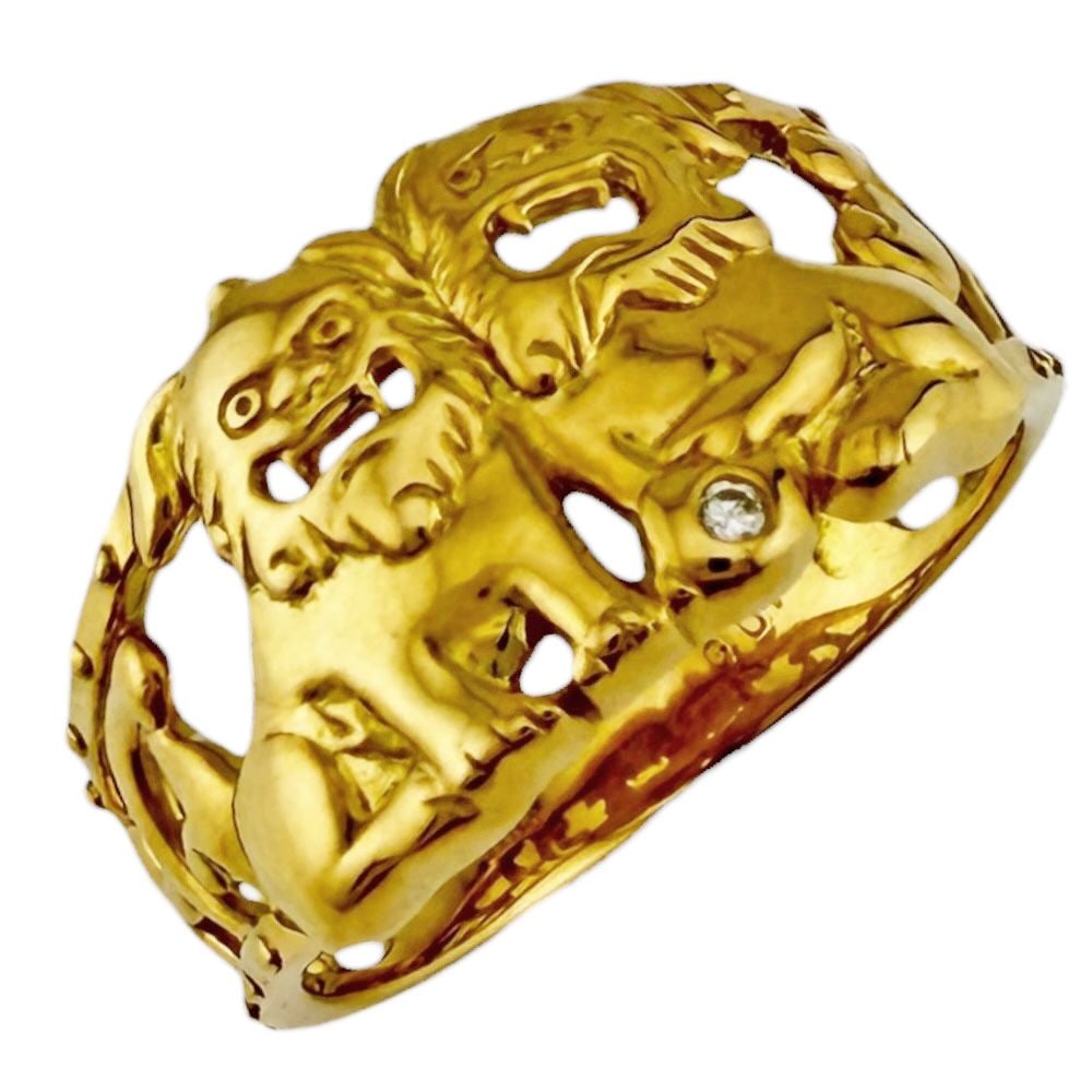 Second-hand - Ring, size 15, 18K gold, K18 yellow gold, diamond, for women. (1 of 8)