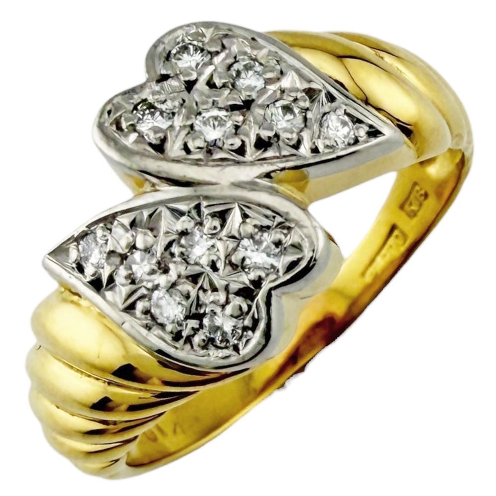Second-hand - Ring, ring size 16, 18K gold, K18 yellow gold, diamond, for women.: Type: Heart-shaped Recipient: Women Color: Gold Season: Suitable for all seasons Weight: Approximately 5.1 grams Origin: Japan Gemstone: Diamond (approximately 0.14 carats) Size: 16 Material: K18 yell