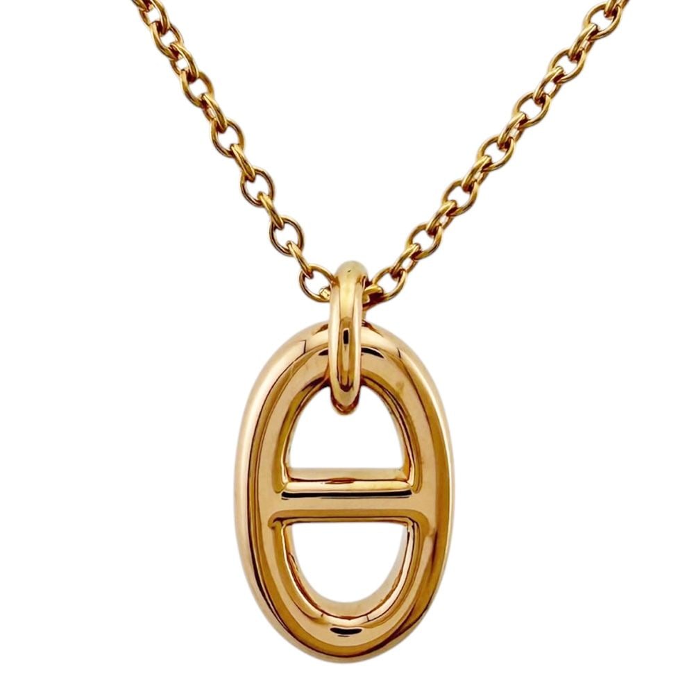 Second-hand - Hermes chain necklace 18K gold K18 pink gold for women: Brand: Hermes Target: Women Color: Pink Gold Collection: Chain Season: All seasons Weight: Approximately 4.9 grams Origin: France Adjuster Type: Adjuster ring for length adjustment Size: Total length: