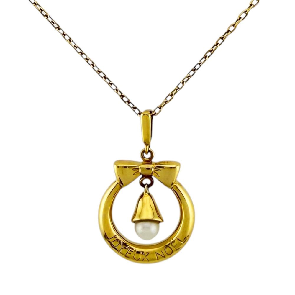 Second-hand - Mikimoto Christmas wreath JOYEUX NOEL Christmas limited edition necklace 18K yellow: Brand: (MIKIMOTO) Target: Women Color: Gold Model: Christmas Wreath Series: JOVEUX NOEL Christmas Limited Edition Season: Suitable for all seasons Weight: Approximately 5.0 grams Country of Origin: Ja