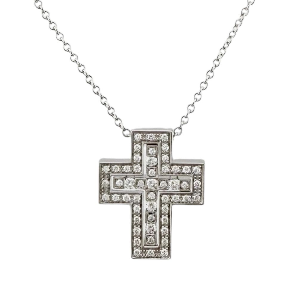 Second hand - Damiani Belle Epoque necklace 18K white gold diamond ladies: Brand: Damiani Type: Cross Target: Women Color: Silver Series: Belle Epoque Season: All seasons Weight: Approximately 7.4 grams Country of Origin: Italy Gemstone: Diamond Adjuster Type: Adjustable rin